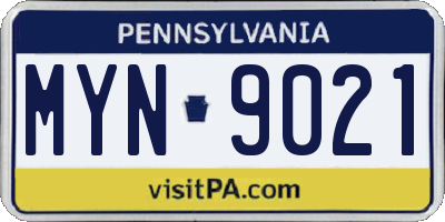 PA license plate MYN9021