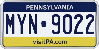 PA license plate MYN9022