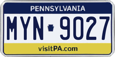 PA license plate MYN9027