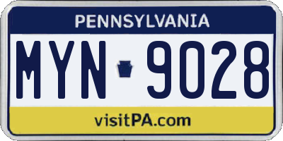 PA license plate MYN9028