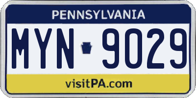 PA license plate MYN9029