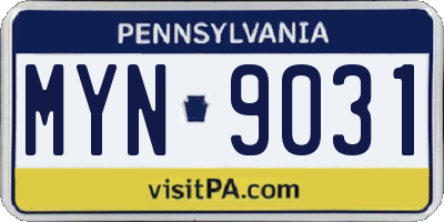 PA license plate MYN9031
