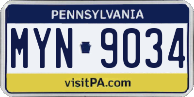 PA license plate MYN9034