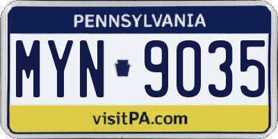 PA license plate MYN9035