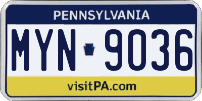 PA license plate MYN9036