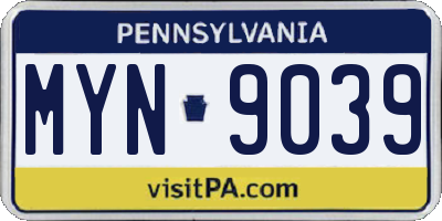 PA license plate MYN9039