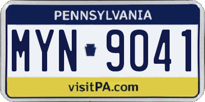 PA license plate MYN9041