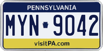 PA license plate MYN9042