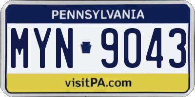 PA license plate MYN9043