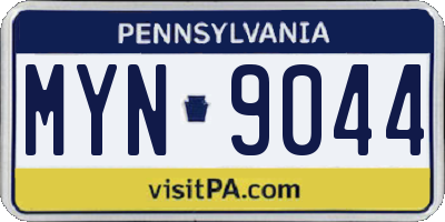 PA license plate MYN9044
