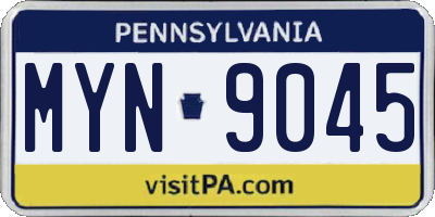 PA license plate MYN9045