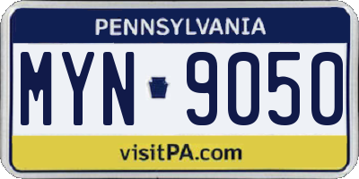 PA license plate MYN9050