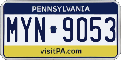 PA license plate MYN9053