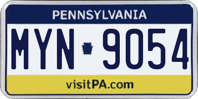 PA license plate MYN9054