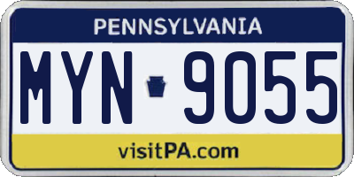 PA license plate MYN9055