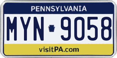 PA license plate MYN9058