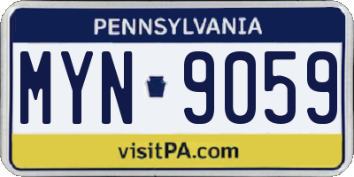 PA license plate MYN9059