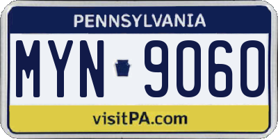PA license plate MYN9060