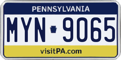PA license plate MYN9065