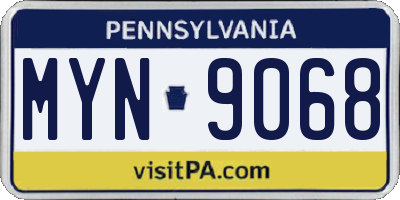 PA license plate MYN9068