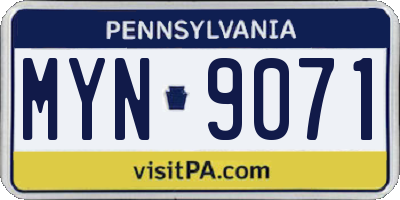 PA license plate MYN9071