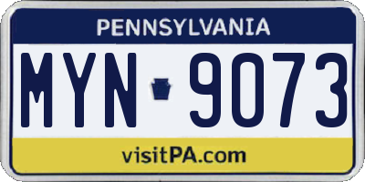 PA license plate MYN9073