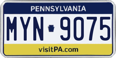PA license plate MYN9075