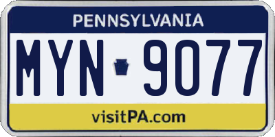PA license plate MYN9077