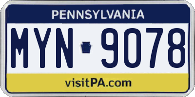 PA license plate MYN9078
