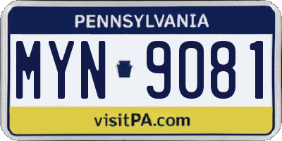 PA license plate MYN9081