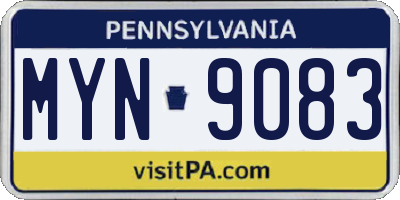 PA license plate MYN9083