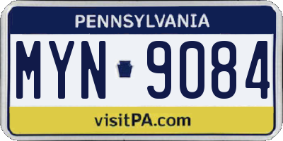 PA license plate MYN9084