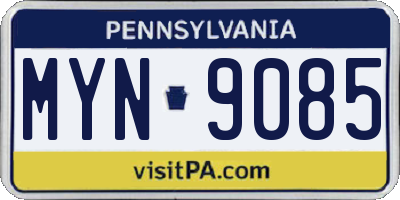 PA license plate MYN9085