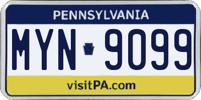 PA license plate MYN9099