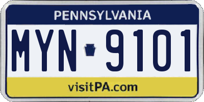 PA license plate MYN9101