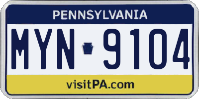 PA license plate MYN9104