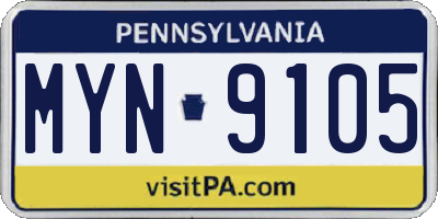 PA license plate MYN9105