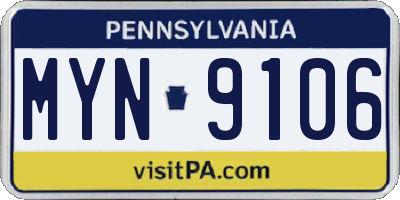 PA license plate MYN9106