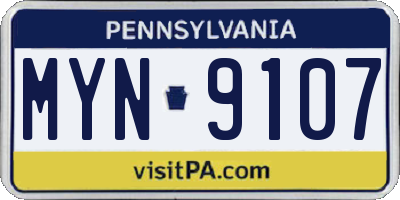 PA license plate MYN9107