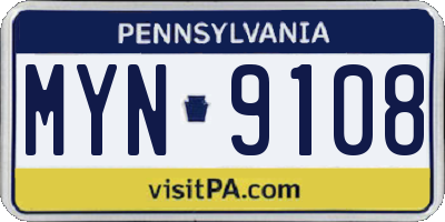 PA license plate MYN9108