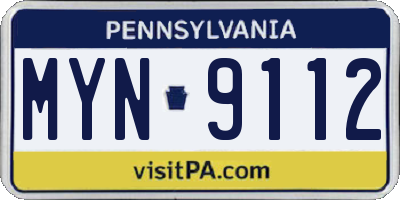 PA license plate MYN9112