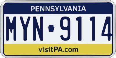 PA license plate MYN9114