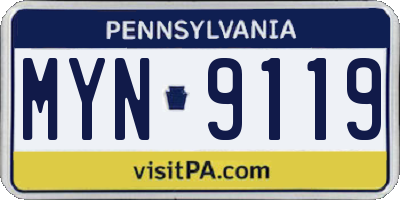 PA license plate MYN9119