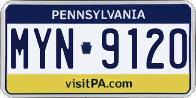 PA license plate MYN9120
