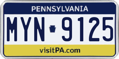 PA license plate MYN9125