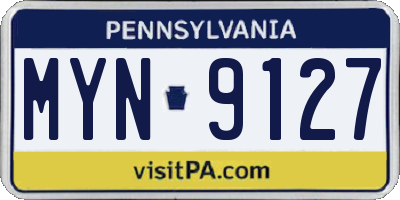 PA license plate MYN9127