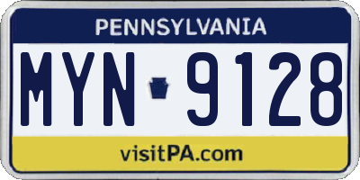 PA license plate MYN9128
