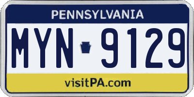 PA license plate MYN9129