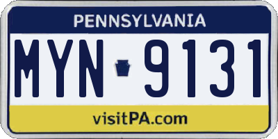 PA license plate MYN9131