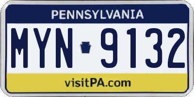 PA license plate MYN9132